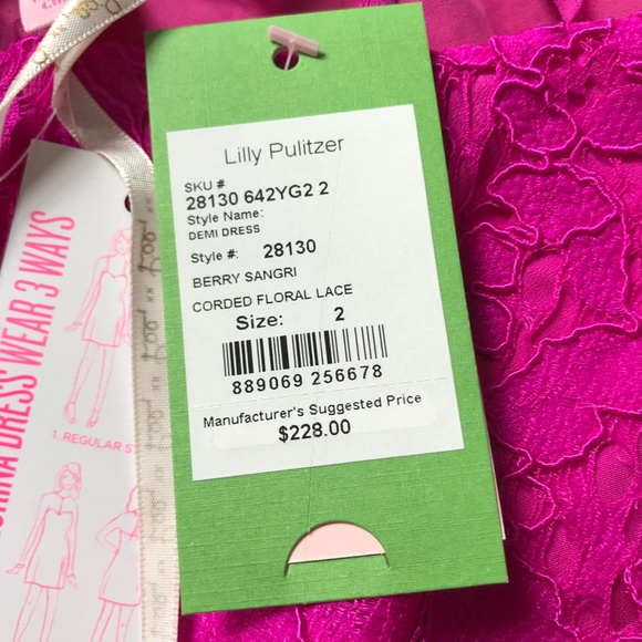 SOLD! LILLY PULITZER Demi Dress Berry Sangri Pink - Picture 5 of 8